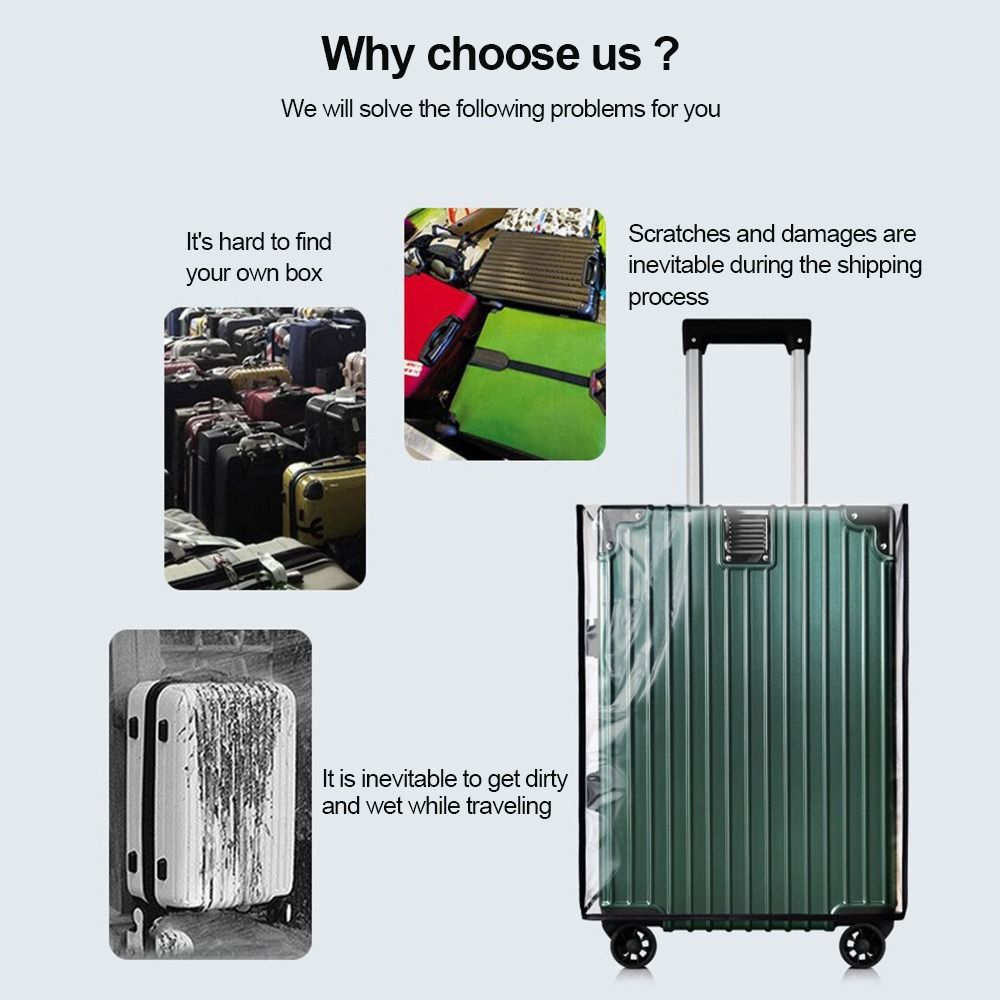 Waterproof Suitcase Cover Protector - غطاء حماية للأمتعة شفاف بالكامل ومتين،