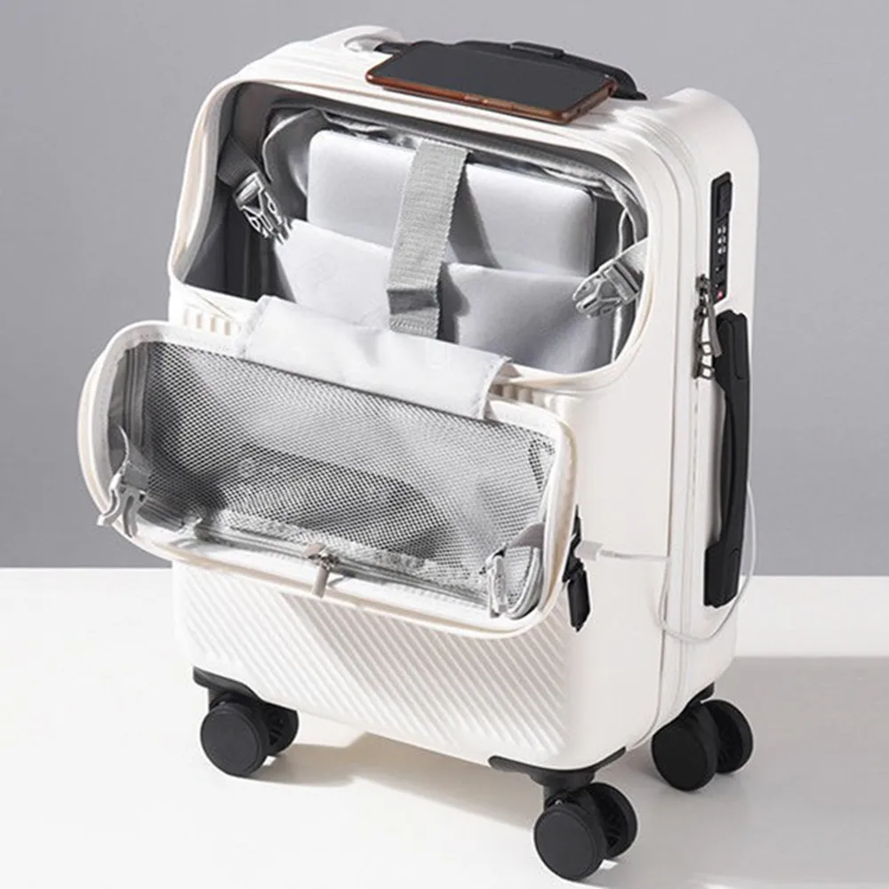 Front Opening Laptop Luggage 24 Inch - حقيبة سفر بعجلات بغطاء أمامي قابل