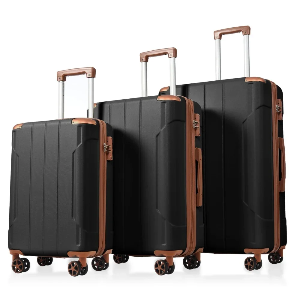 Expandable Hard Shell Luggage Set - مجموعة حقائب سفر من 3 قطع،