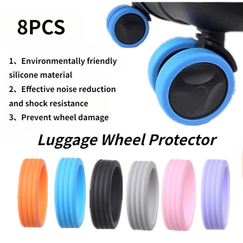 Silent Replacement Luggage Wheels - 8 قطع من الأغطية المطاطية الصامتة