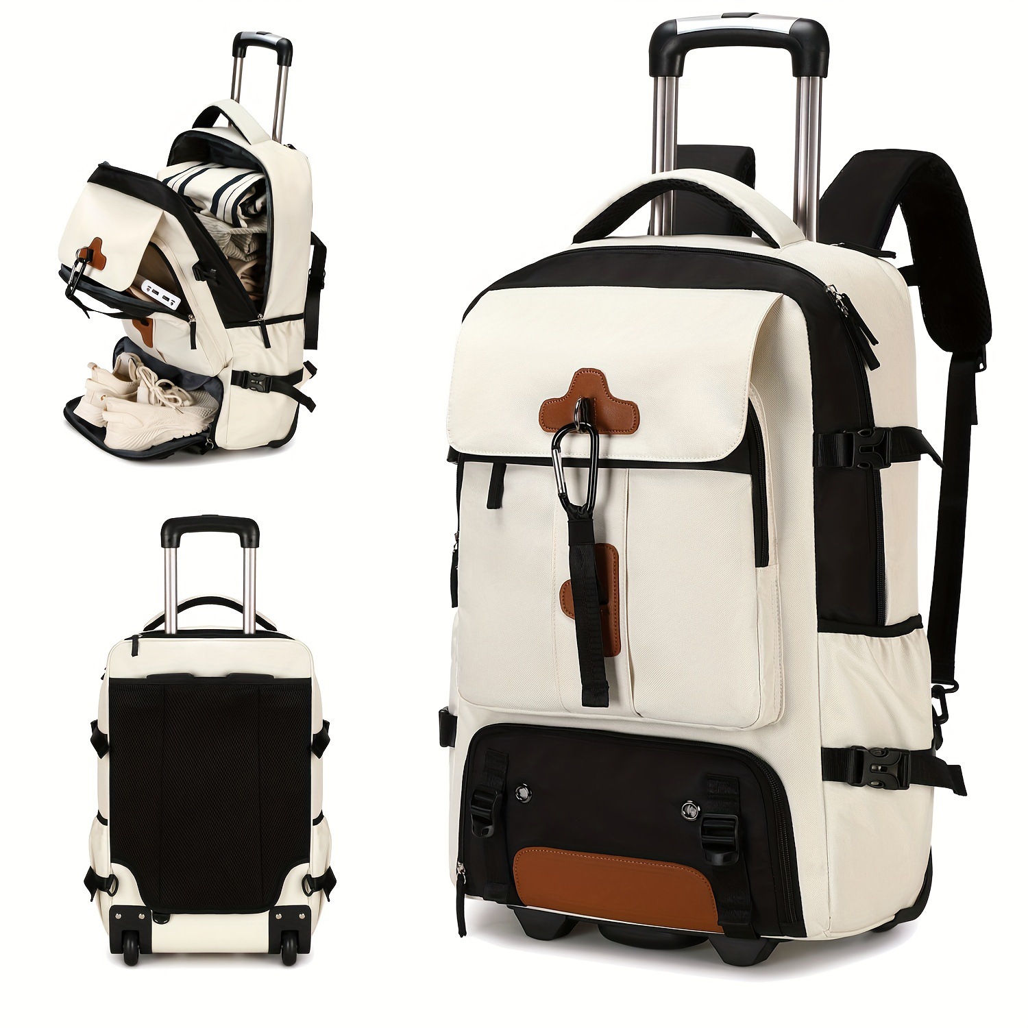 Foldable Rolling Luggage Bag - حقيبة ظهر بعجلات ذات سعة كبيرة،
