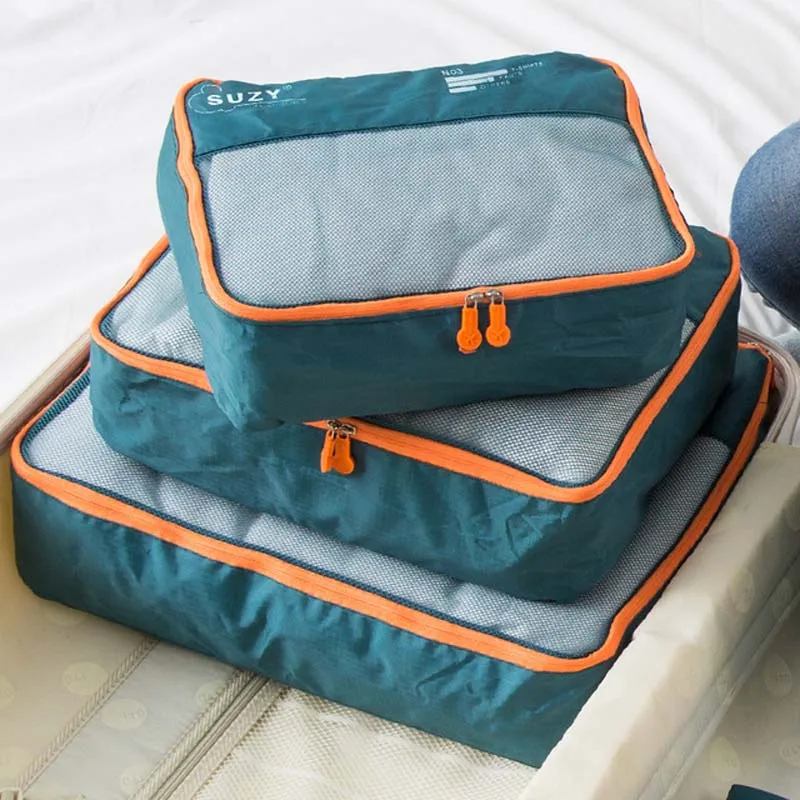 7/6 قطع مجموعة السفر المنظم تخ - مراجعة Foldable Rolling Luggage Bag وسعره
