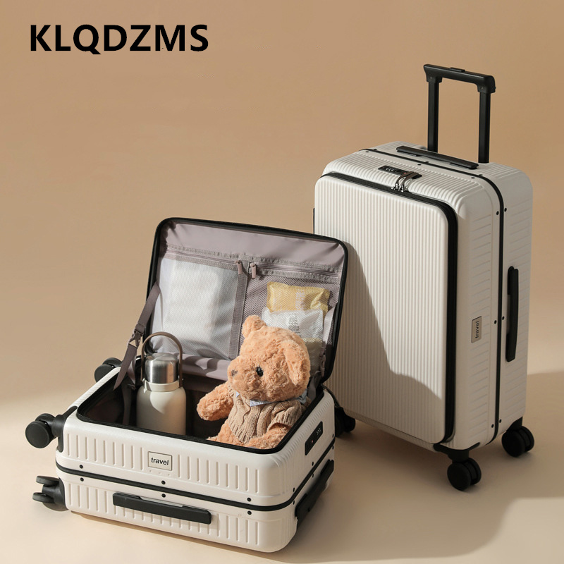 حقيبة سفر بعجلات من KLQDZMS مق - مراجعة Front Opening Laptop Luggage 24 Inch وسعره