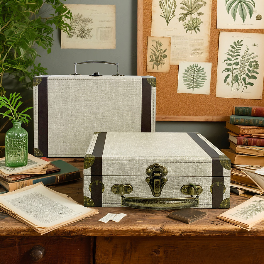 صندوقان تخزين بتصميم حقيبة سفر - مراجعة Retro Vintage Trunk Suitcase وسعره